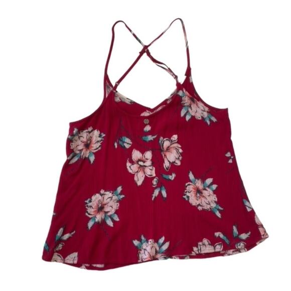 Billabong Burgundy Floral Halter Top - Size Medium - Picture 2 of 7